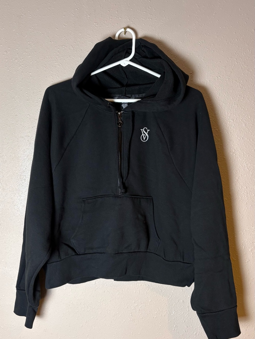 Victoria's Secret Black Half-Zip Hooded Pullover